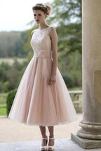 Sleeveless Blush Pretty Flower Length Tulle Fall Wedding Dress