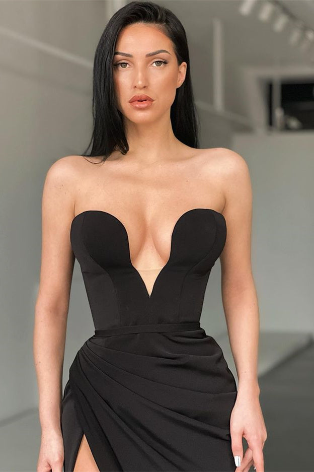 Sleeveless Sweetheart Front-Split Sexy Sweep-Train Prom Dress