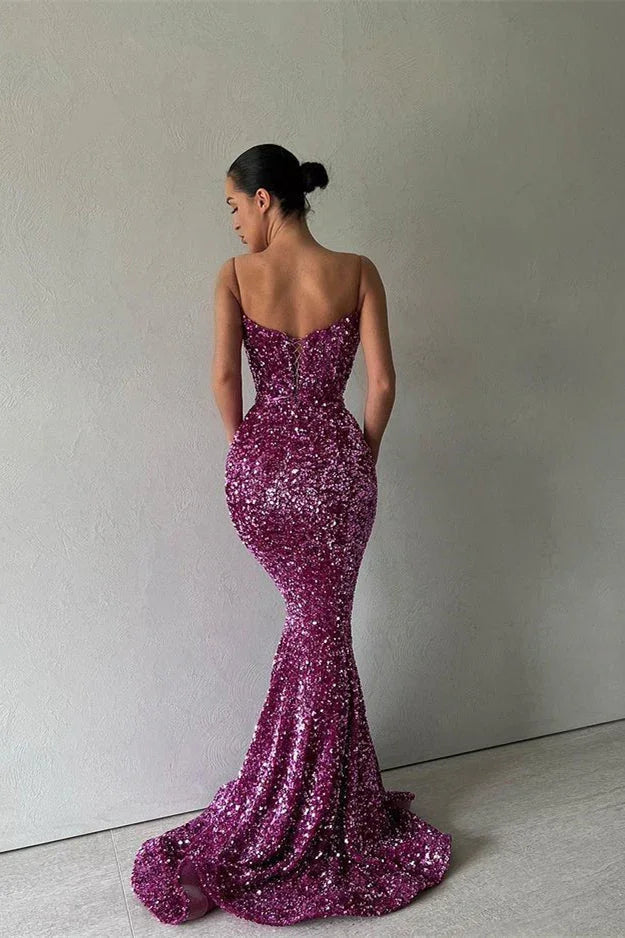 Slim Sequined Mermaid Prom Dress Charming Spaghetti