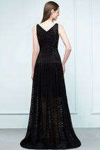 Spaghetti Floor Length A-line V-neck Lace Bridesmaid Dresses