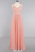 Spaghetti Slim Side Split Bridesmaid Dress Sky Blue V-Neck Wedding Party Dress