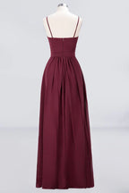 Spaghetti-Straps Backless Bridesmaid Dress  Ruffles Chiffon Wedding Party Dress