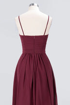 Spaghetti-Straps Backless Bridesmaid Dress  Ruffles Chiffon Wedding Party Dress
