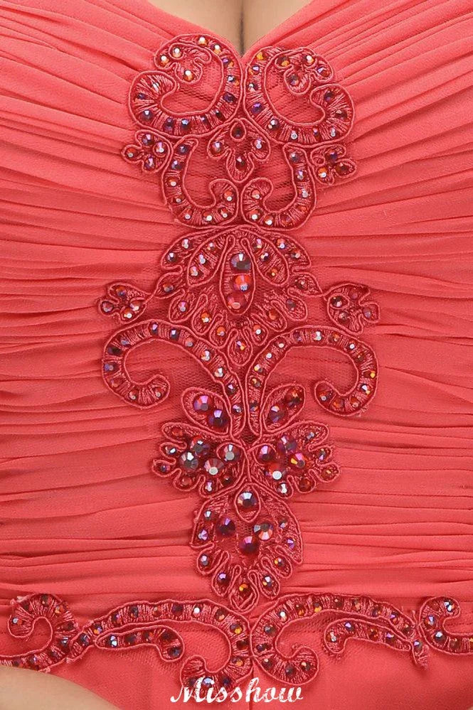 Spaghetti Straps Chiffon Aline Evening Maxi Gown Sleeveless Beading Bridesmaid Dress