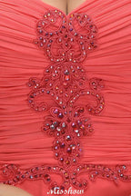 Spaghetti Straps Chiffon Aline Evening Maxi Gown Sleeveless Beading Bridesmaid Dress