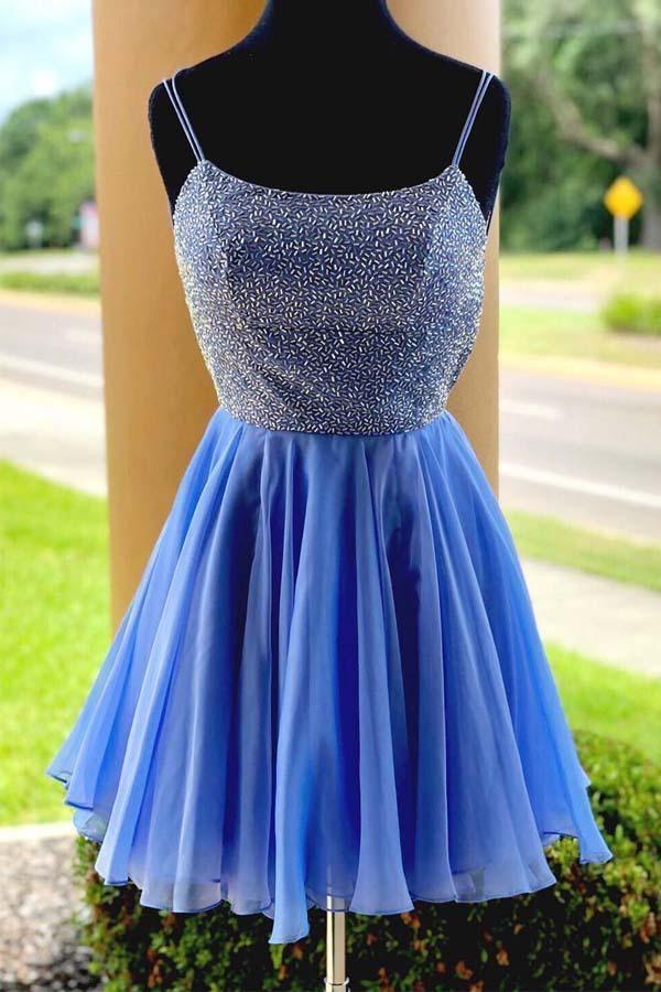 Sparkle Beading Blue Short Prom Dress Homecoming Dress