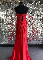 Arielle |Sheath Strapless Corset Satin Prom Dress with Slit