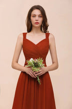 Strap Slim Floor Length Evening Dress for Bride Bridesmaid Dress