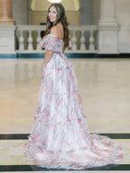 Sydney |A Line Off The Shoulder Floral Tulle Prom Dress