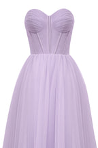 Strapless Puffy Midi Tulle Dress