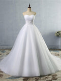 Strapless s Princess Wedding Dress Sleeveless Bridal Wears weep Train
