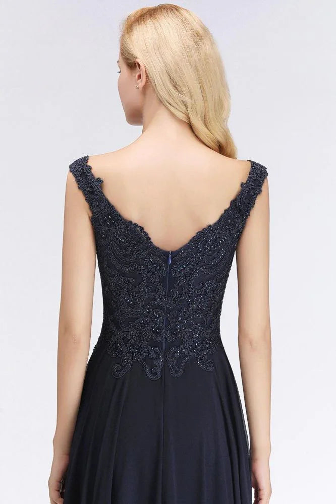 Stylish Straps Aline Beading Evening Maxi Dress Sleeveless V-Neck Wedding Guest Dress