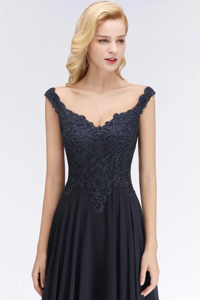 Stylish Straps Aline Beading Evening Maxi Dress Sleeveless V-Neck Wedding Guest Dress