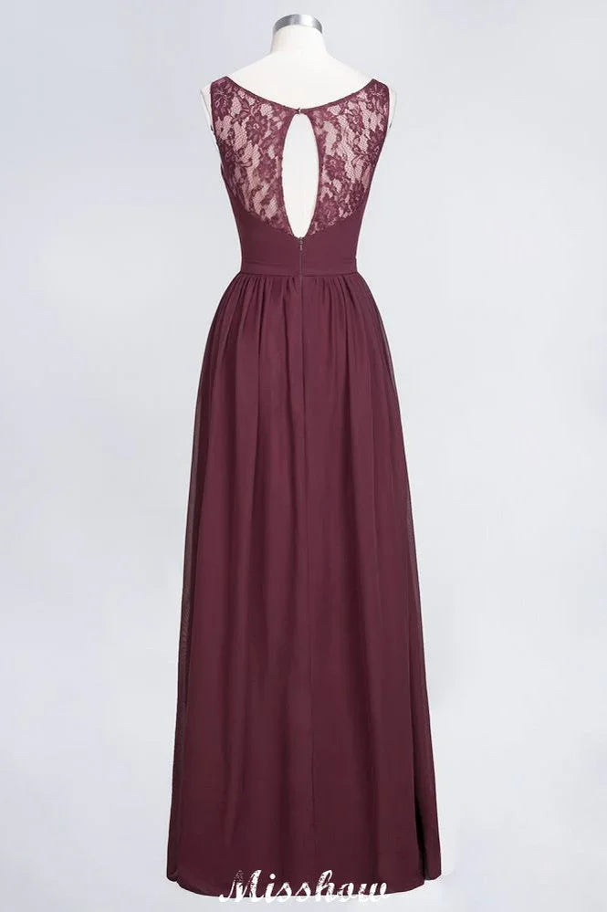 Stylish V-Neck aline Evening Maxi Gown Chiffon Sleeveless Bridesmaid Dress Burgundy