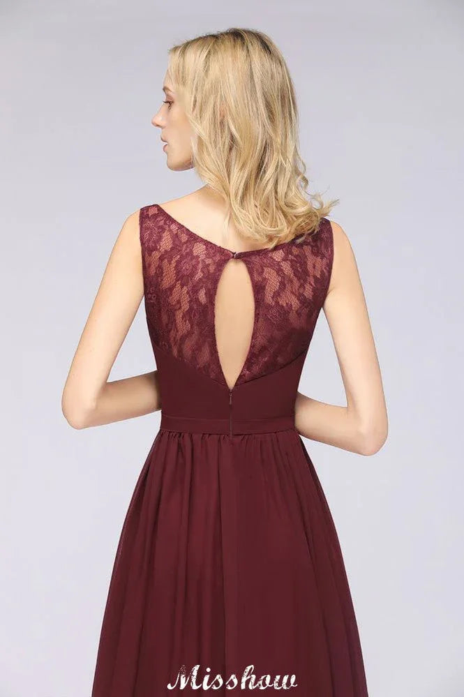 Stylish V-Neck aline Evening Maxi Gown Chiffon Sleeveless Bridesmaid Dress Burgundy