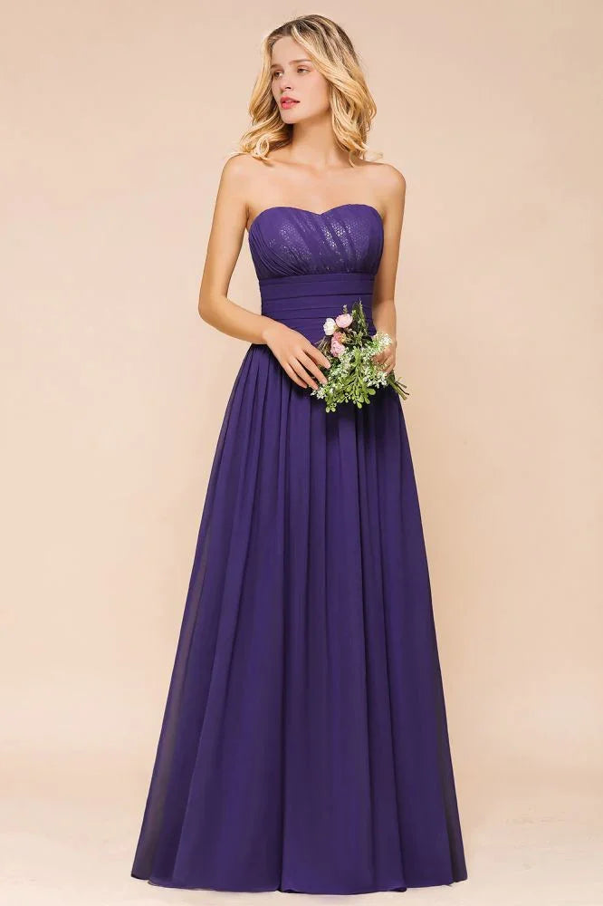 Sweetheart Chiffon Garden Bridesmaid Dress Strapless Party Dress