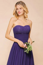 Sweetheart Chiffon Garden Bridesmaid Dress Strapless Party Dress