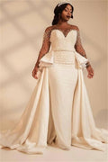 Sweetheart Mermaid Thick WEdding Dress with overskirt