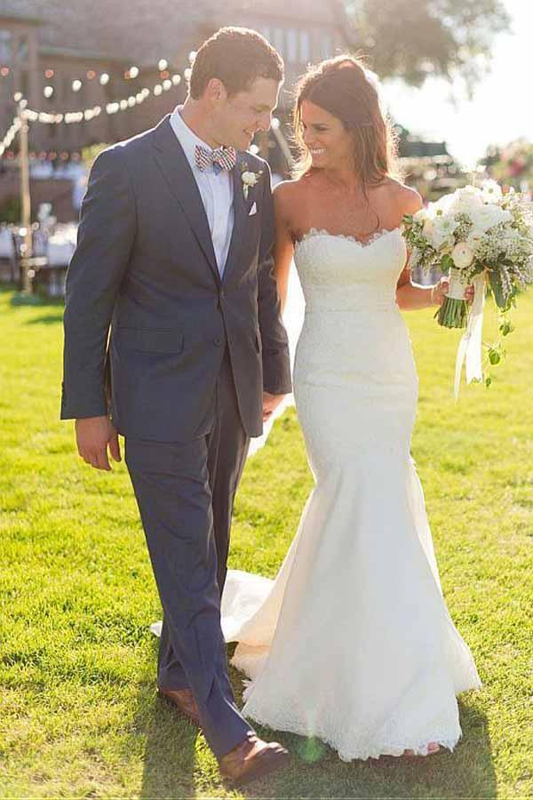 Sweetheart Neckline Mermaid Wedding Dresses With Lace Appliques