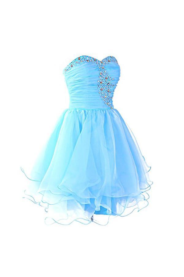 Sweetheart Organza Blue Homecoming Dresses Prom Dresses