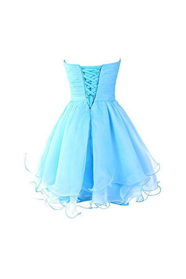 Sweetheart Organza Blue Homecoming Dresses Prom Dresses