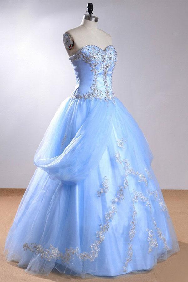 Sweetheart Sleeveless Light Blue  Beading Wedding Dress With Beading