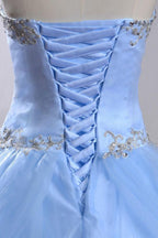 Sweetheart Sleeveless Light Blue  Beading Wedding Dress With Beading
