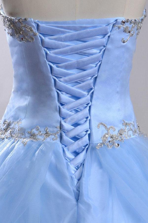 Sweetheart Sleeveless Light Blue  Beading Wedding Dress With Beading