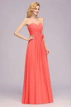 Sweetheart Sleeveless Ruffle Evening Swing Dress Chiffon aline Bridesmaid Dress