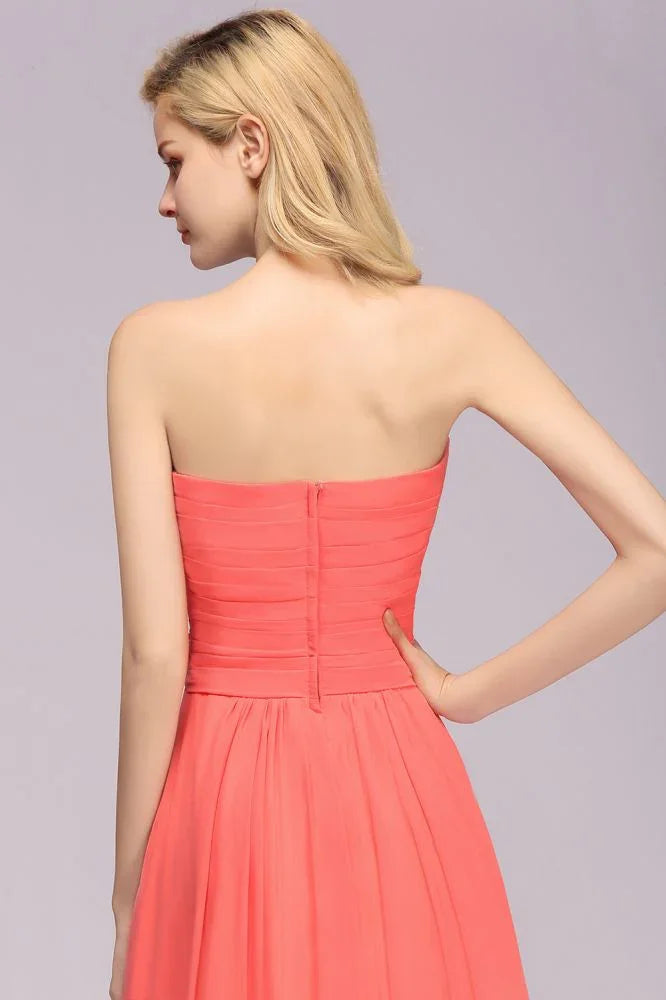 Sweetheart Sleeveless Ruffle Evening Swing Dress Chiffon aline Bridesmaid Dress