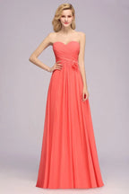 Sweetheart Sleeveless Ruffle Evening Swing Dress Chiffon aline Bridesmaid Dress