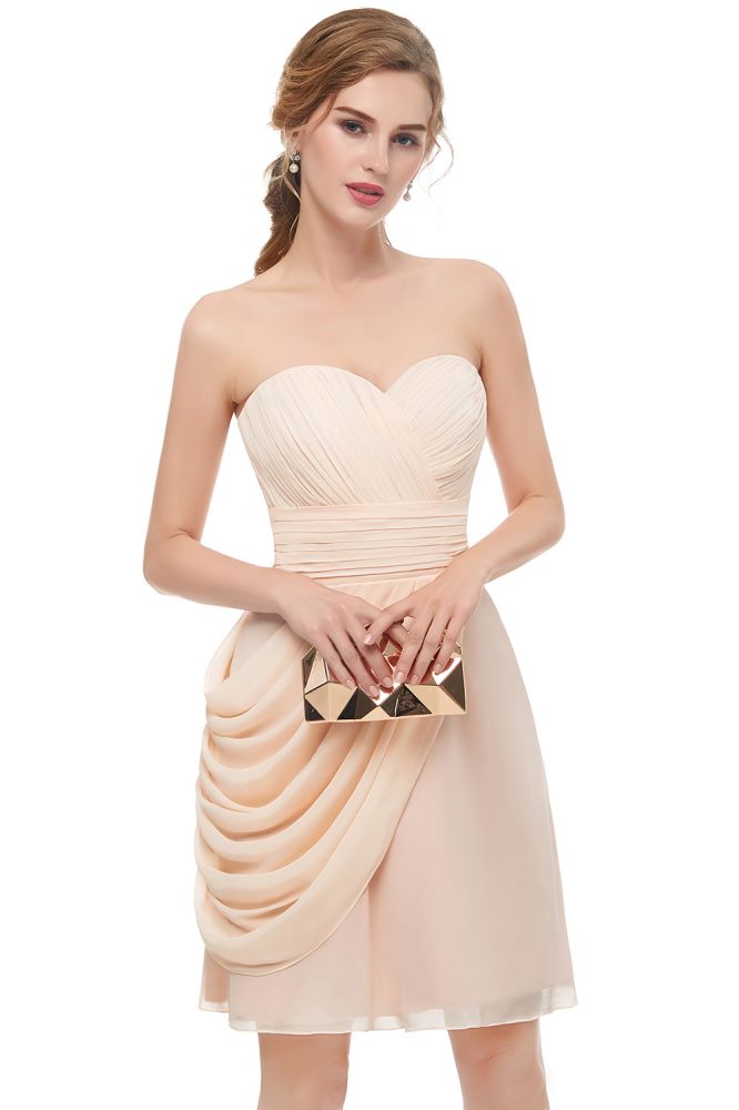 Sweetheart Strapless Ruffles Chiffon Aline Short Homecoming Dress