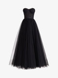 Talia | Black A Line Sweetheart Corset Tulle Prom Dress with Slit