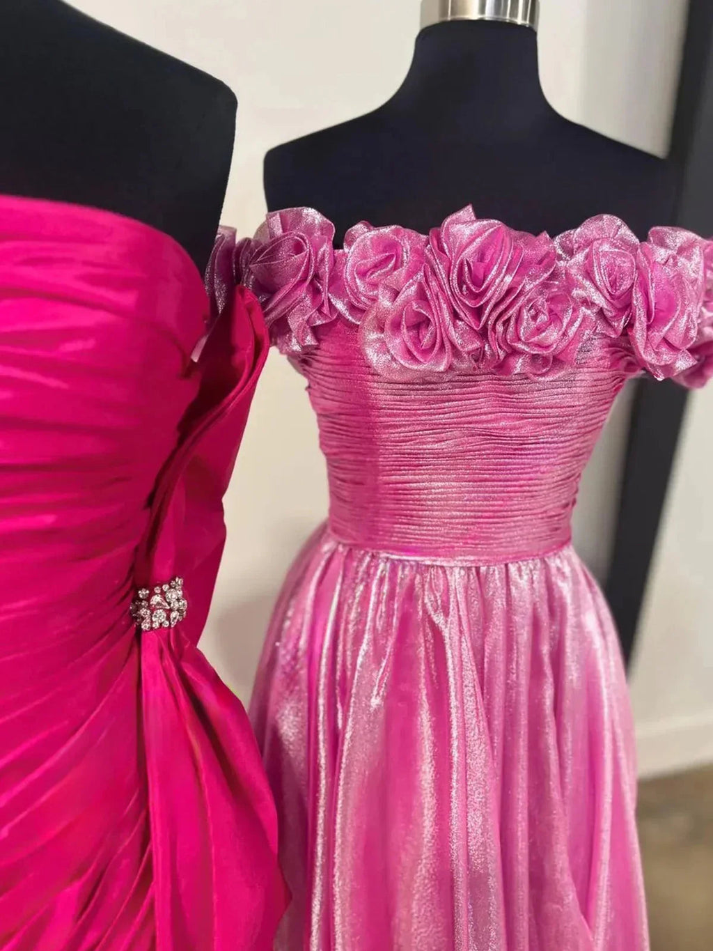 Teodora | Royal Blue Off the Shoulder A-Line Prom Dress with  3D Floral