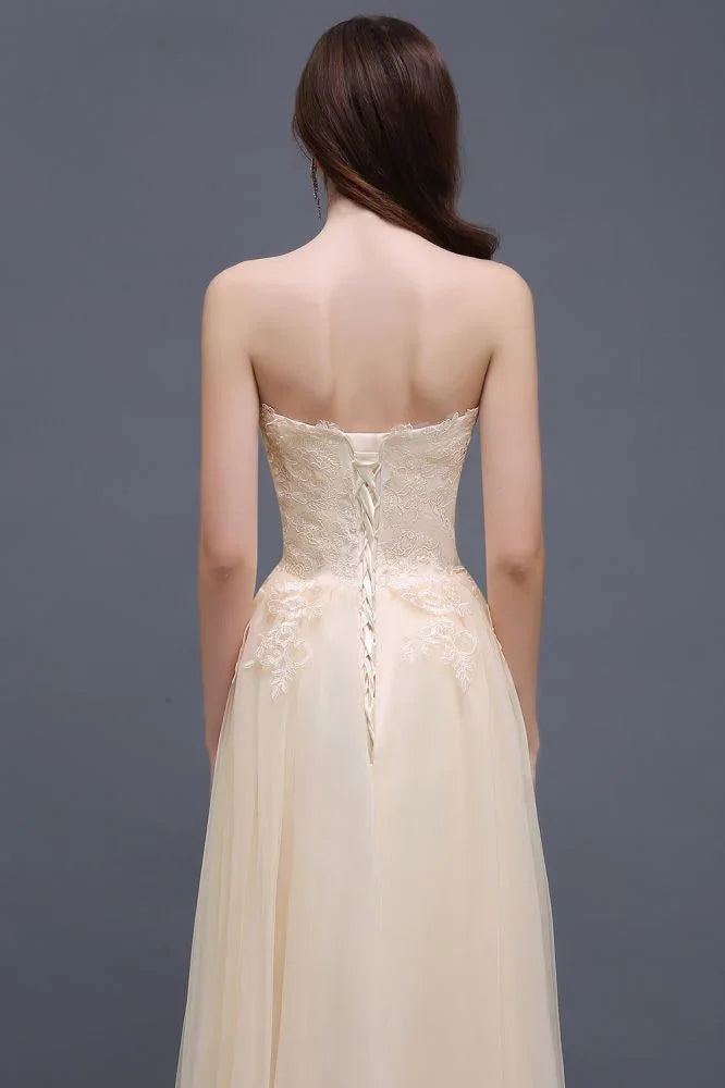 Tulle Aline Floor Length Appliques Prom Dress