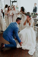Two Piece 3/4 Sleeve Chiffon Wedding Dresses Wedding Dress