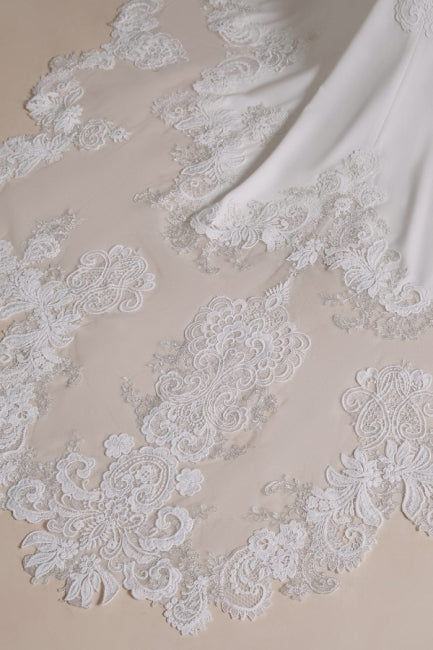 Unique Halter Sleeveless Mermaid Floor-Length Satin Wedding Dresses with Pattern