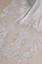 Unique Halter Sleeveless Mermaid Floor-Length Satin Wedding Dresses with Pattern