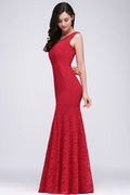 V-neck Mermaid Floor-length Lace Prom Dress