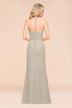 V-Neck Spaghetti Floor Length Folds Bridesmaid Dress