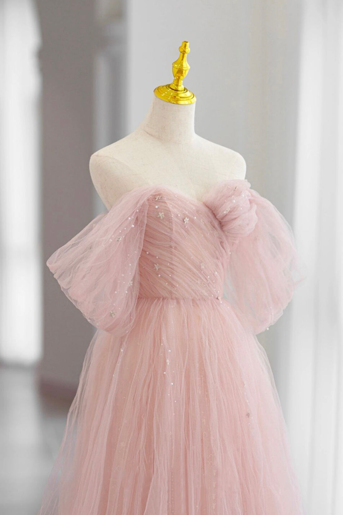 Tulle Floor Length Prom Dress, Cute A-Line Evening Party Dress