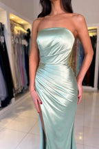 Vintage Column Satin Sleeveless Prom Dresses With Ruffles