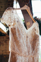 Wedding Dresses Romantic A-line V-neck Beading Sexy Chiffon Bridal Gown
