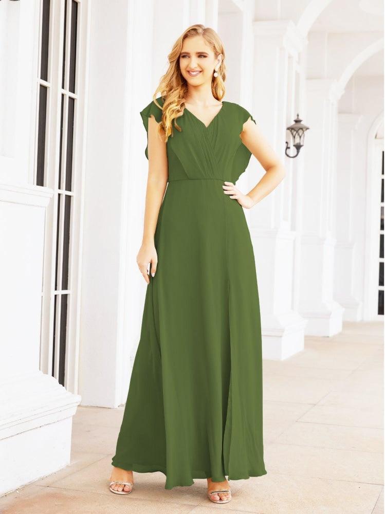 Women's Bridesmaid Dresses Chiffon Cape Formal Evening Party Prom Dress Open Back Gowns for Wedding Guests SEA28058
